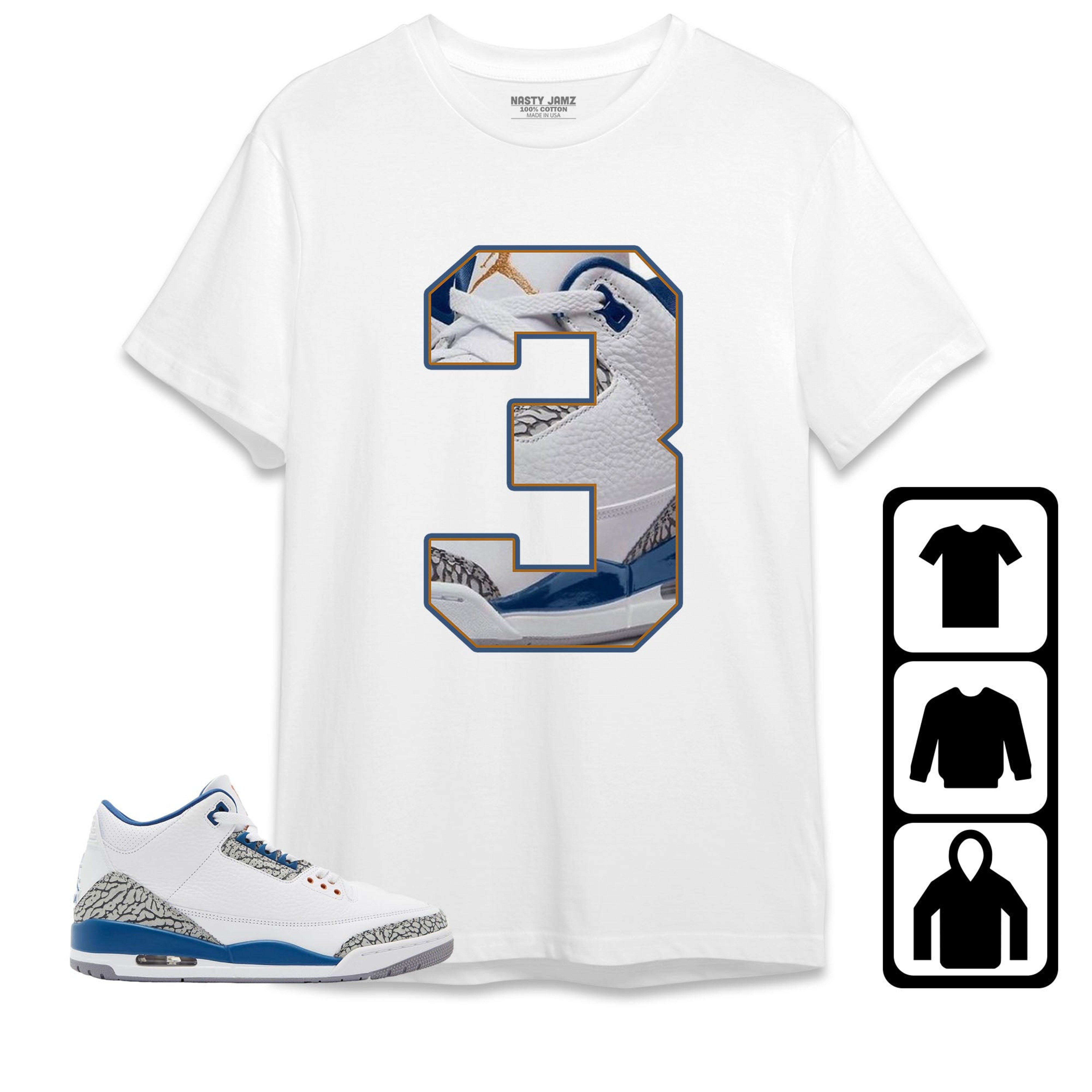 Jordan 3 Wizards Unisex Shirt Number 3 CM3, Shirt To Match Sneaker
