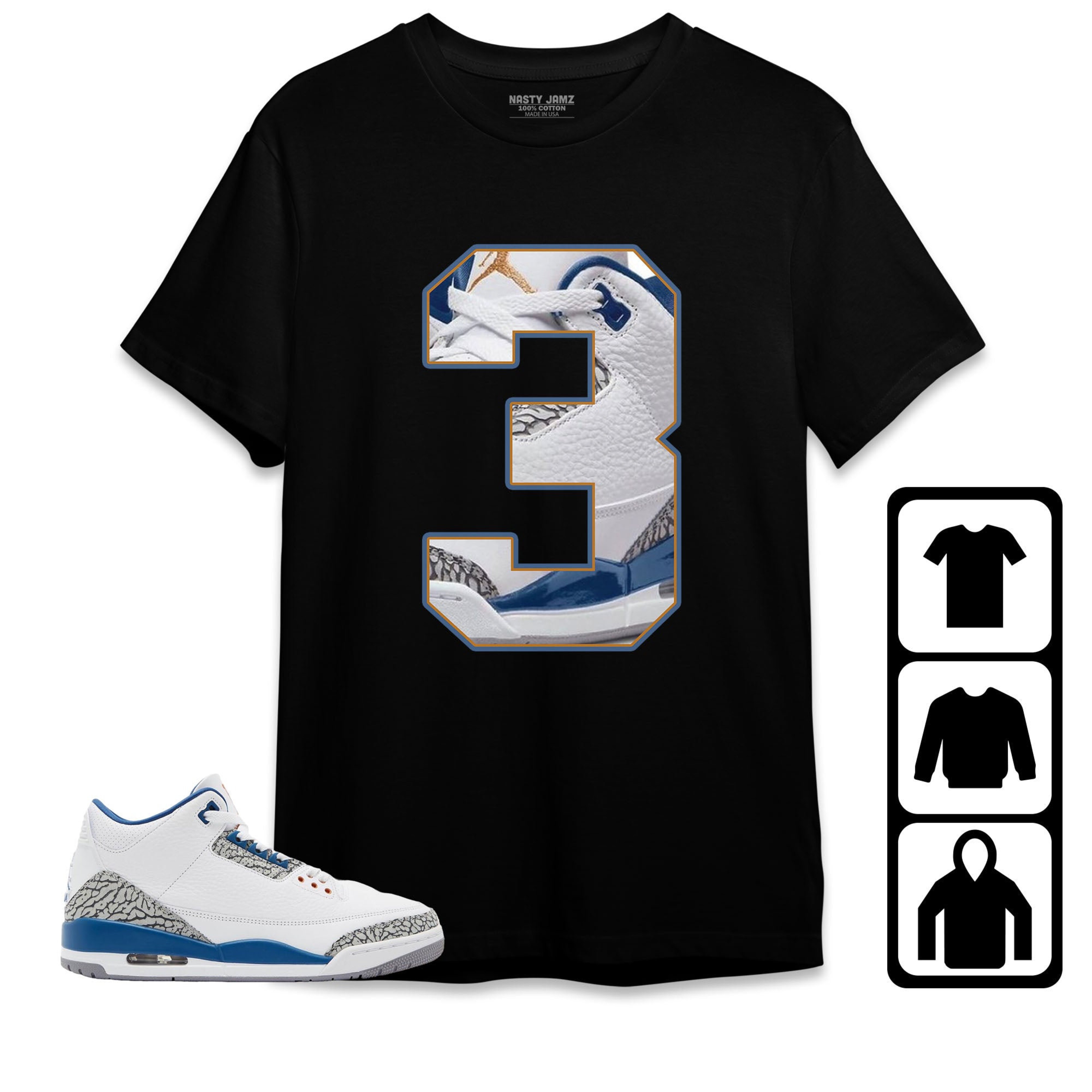 Jordan 3 Wizards Unisex Shirt Number 3 CM3, Shirt To Match Sneaker