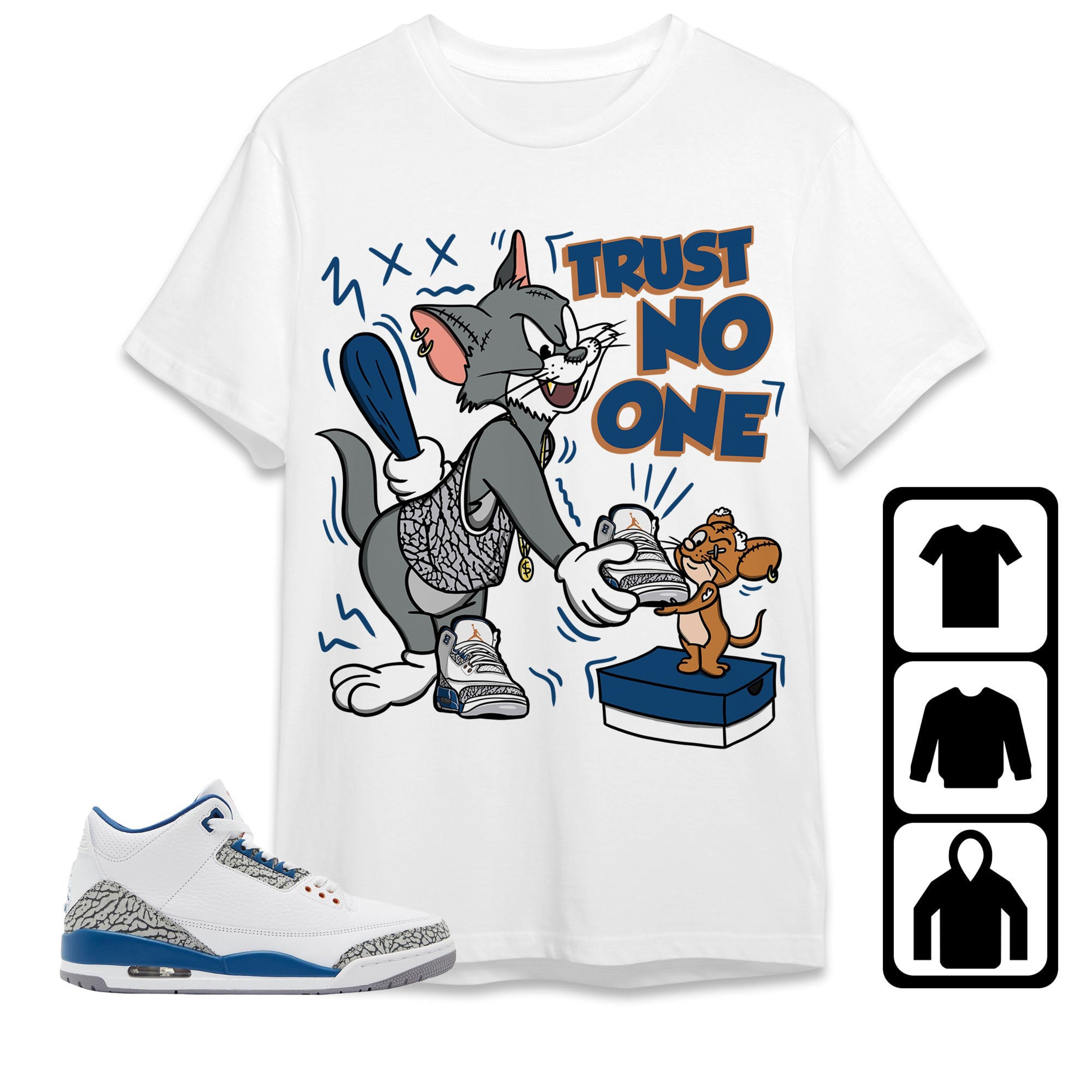 Jordan 3 Wizards Unisex Shirt Trust No One Cat And Mouse, Shirt To Match Sneaker