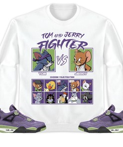 Jordan 4 Retro Canyon Purple Unisex Sweatshirt, Hoodie, Cat And Mouse Fighter, Shirt To Match Sneaker