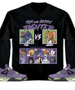 Jordan 4 Retro Canyon Purple Unisex T-Shirt, Sweatshirt, Hoodie, Cat And Mouse Fighter, Shirt To Match Sneaker