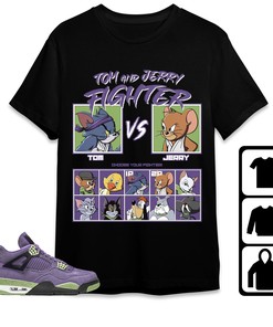 Jordan 4 Retro Canyon Purple Unisex T-Shirt, Sweatshirt, Hoodie, Cat And Mouse Fighter, Shirt To Match Sneaker