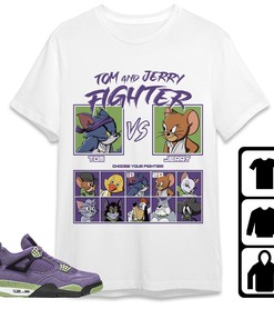 Jordan 4 Retro Canyon Purple Unisex T-Shirt, Sweatshirt, Hoodie, Cat And Mouse Fighter, Shirt To Match Sneaker