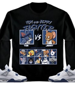 Jordan 4 Retro White Midnight Navy Unisex Sweatshirt, Hoodie, Cat And Mouse Fighter, Shirt To Match Sneaker