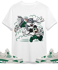 Jordan 4 SB Pine Green Unisex Shirt Cat And Mouse Chasing, Shirt To Match Sneaker