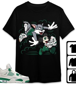 Jordan 4 SB Pine Green Unisex Shirt Cat And Mouse Chasing, Shirt To Match Sneaker
