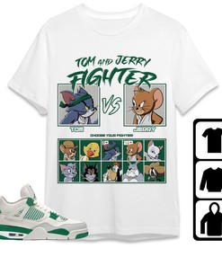 Jordan 4 SB Pine Green Unisex Shirt Cat And Mouse Fighter, Shirt To Match Sneaker