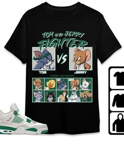 Jordan 4 SB Pine Green Unisex Shirt Cat And Mouse Fighter, Shirt To Match Sneaker