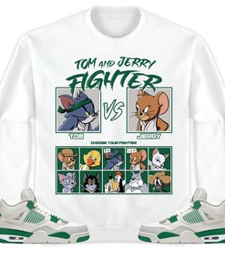 Jordan 4 SB Pine Green Unisex Shirt Cat And Mouse Fighter, Shirt To Match Sneaker