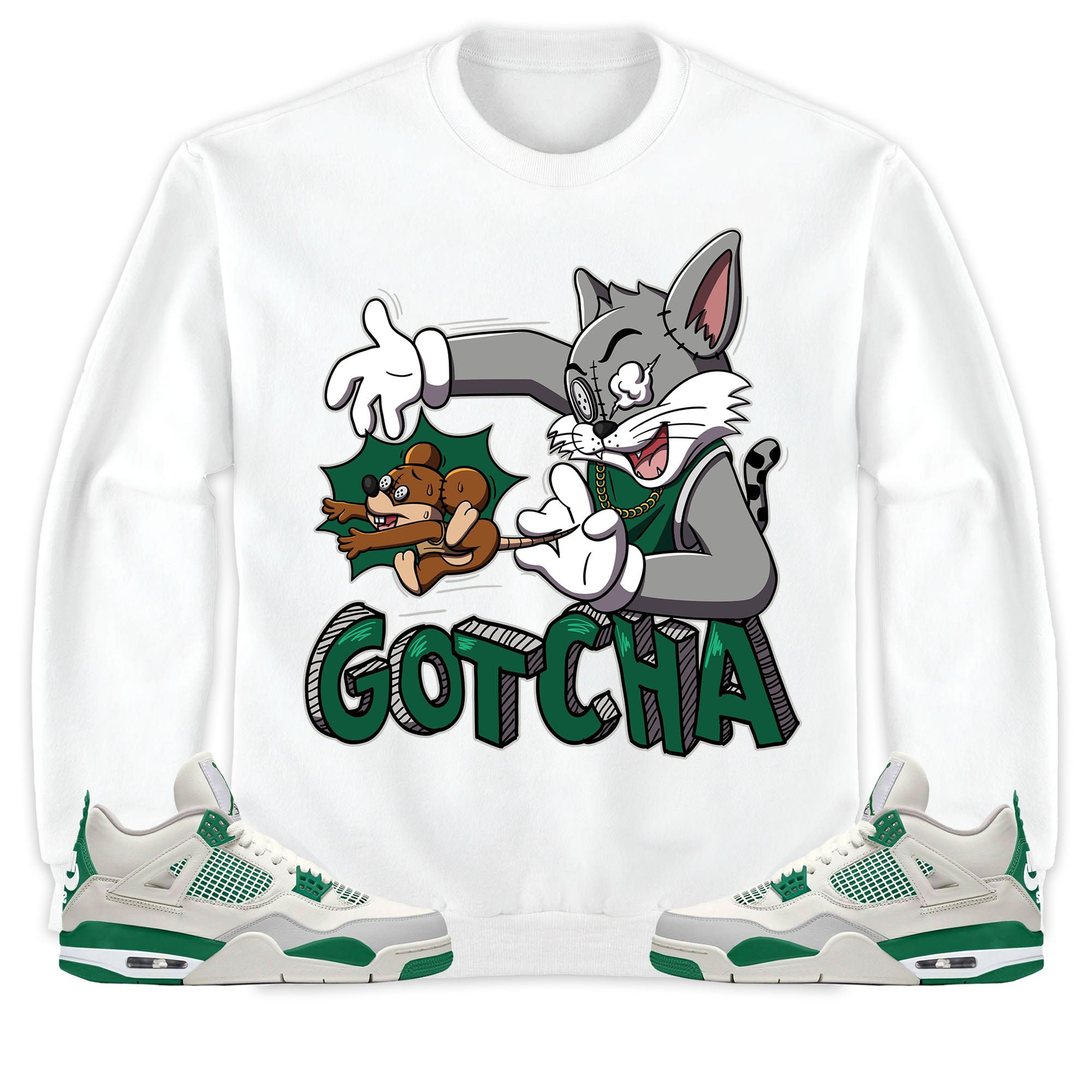 Jordan 4 SB Pine Green Unisex Shirt Gotcha Cat And Mouse, Shirt To Match Sneaker