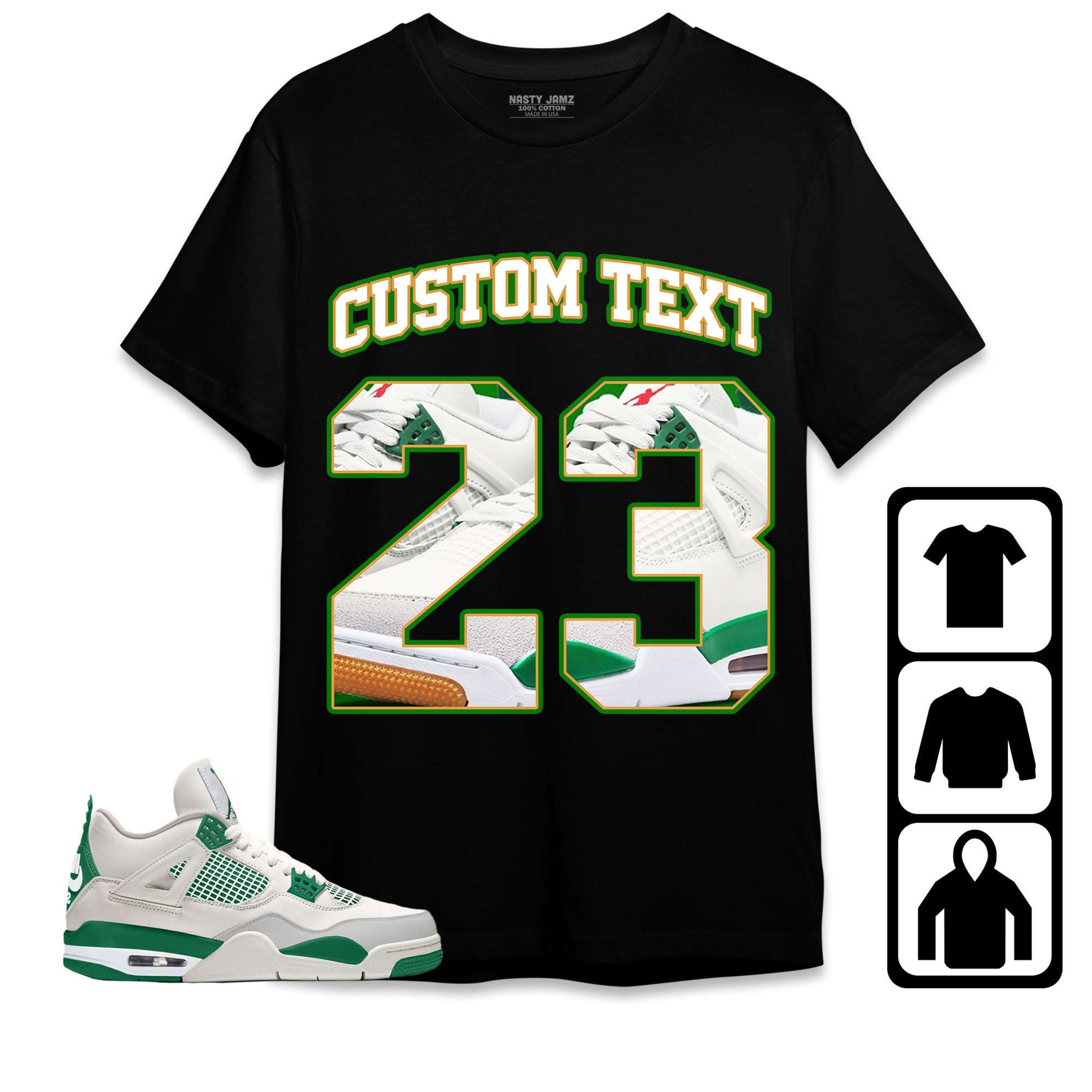 Jordan 4 SB Pine Green Unisex Shirt Number 23 CM4 Custom Text, Shirt To Match Sneaker