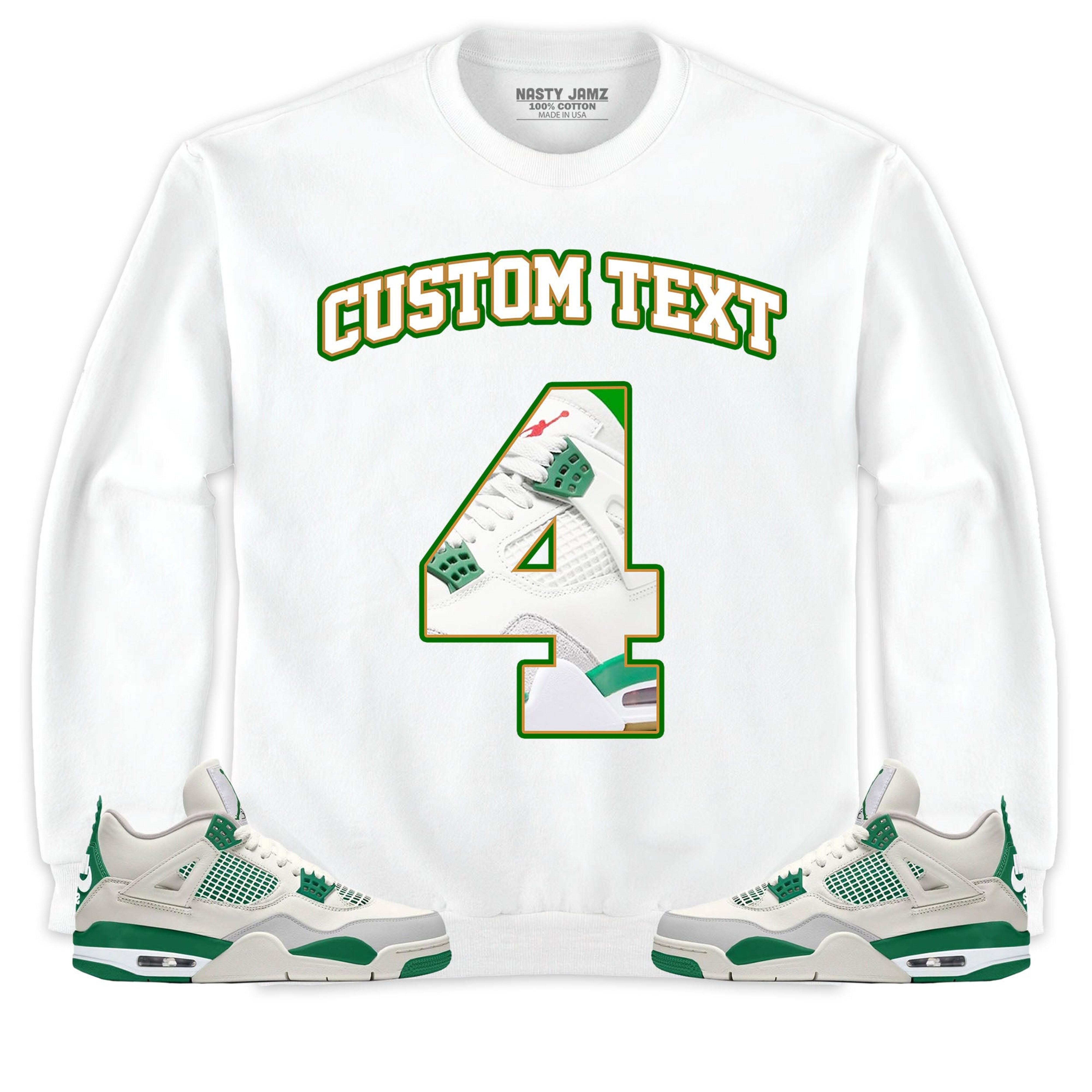 Jordan 4 SB Pine Green Unisex Shirt Number 4 CM4 Custom Text, Shirt To Match Sneaker