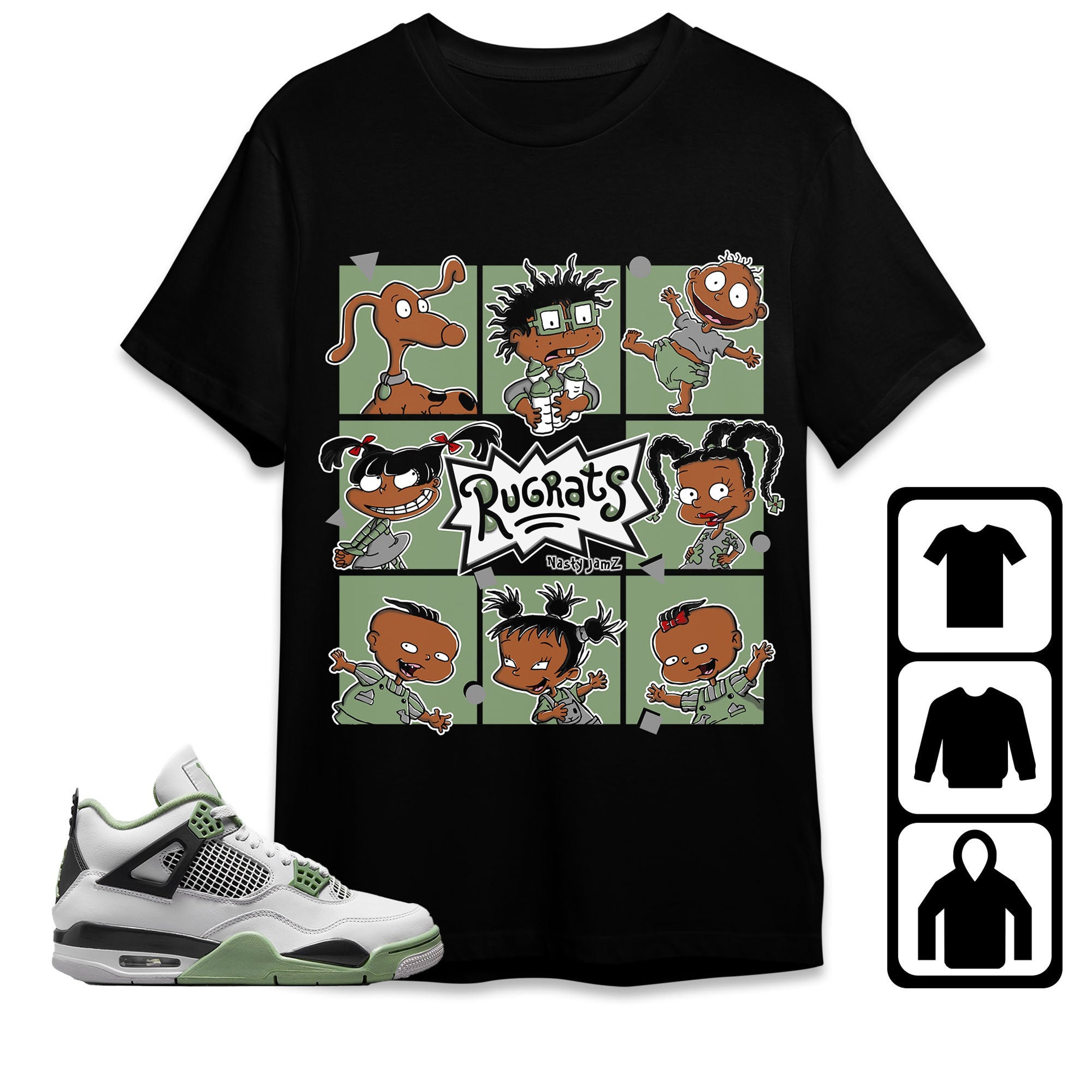 Jordan 4 Seafoam Oil Green Unisex Shirt 90s Cartoon, Shirt To Match Sneaker