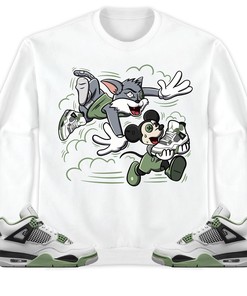 Jordan 4 Seafoam Oil Green Unisex Shirt Cat And Mouse Chasing, Shirt To Match Sneaker
