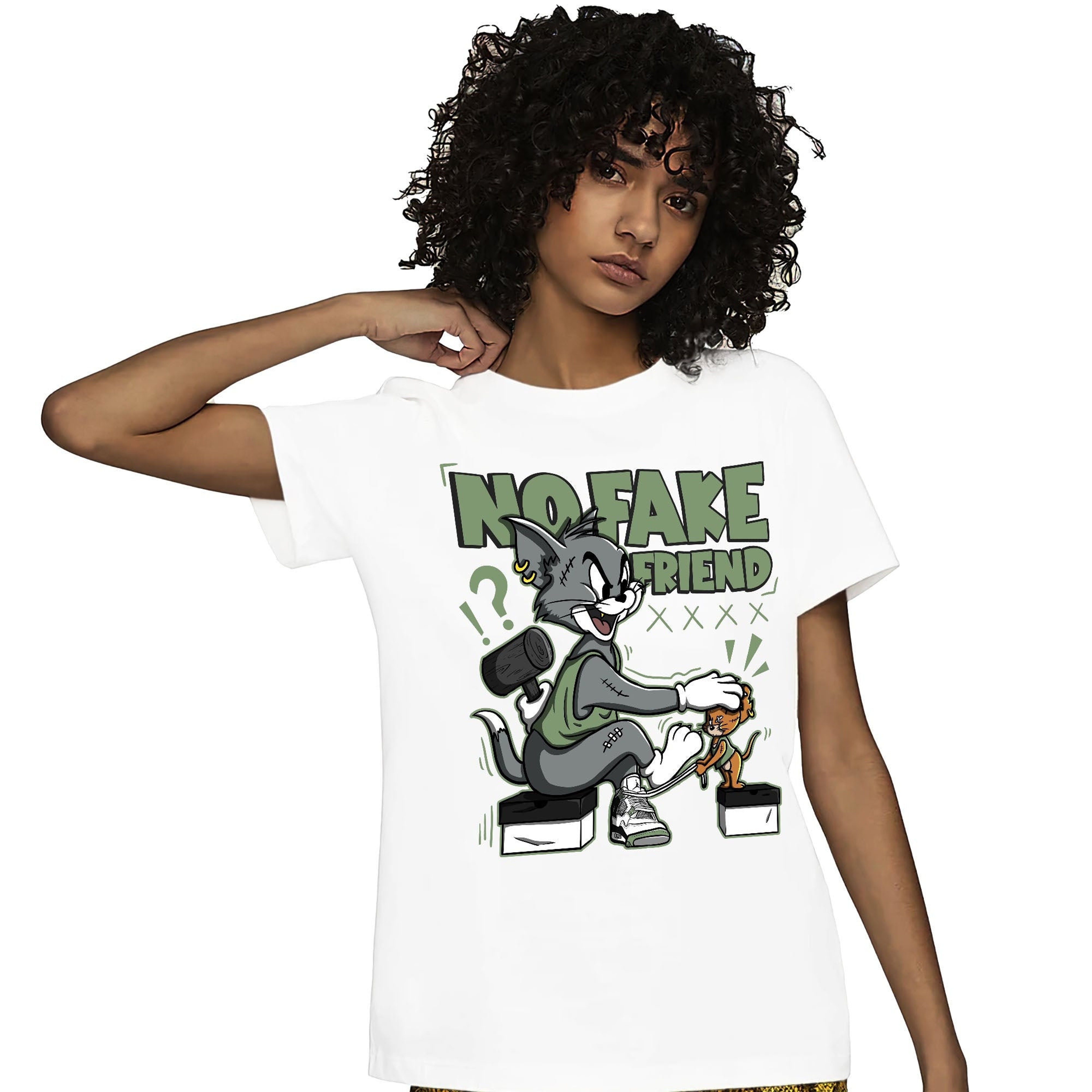 Jordan 4 Seafoam Oil Green Unisex Shirt Fake Friend Cat And Mouse, Shirt To Match Sneaker