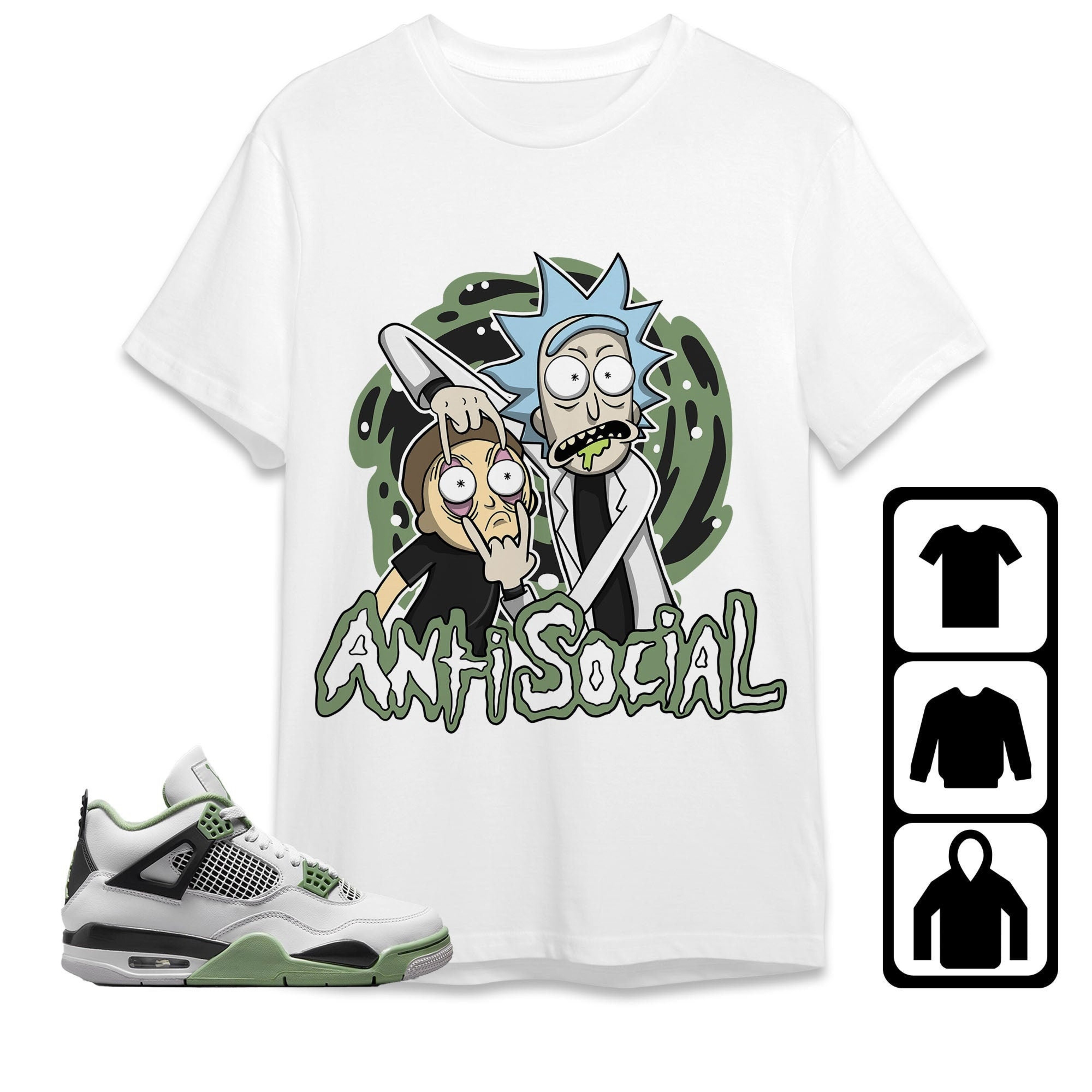 Jordan 4 Seafoam Oil Green Unisex Shirt Rick Anti Social, Shirt To Match Sneaker
