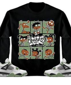 Jordan 4 Seafoam Oil Green Unisex Sweatshirt, Hoodie 90s Cartoon, Shirt To Match Sneaker