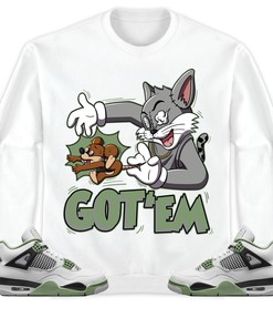 Jordan 4 Seafoam Oil Green Unisex Sweatshirt, Hoodie Got Em Cat And Mouse, Shirt To Match Sneaker