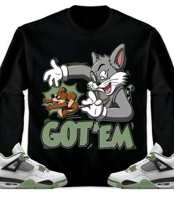 Jordan 4 Seafoam Oil Green Unisex Sweatshirt, Hoodie Got Em Cat And Mouse, Shirt To Match Sneaker
