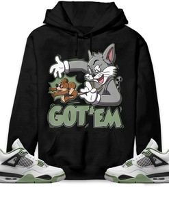 Jordan 4 Seafoam Oil Green Unisex Sweatshirt, Hoodie Got Em Cat And Mouse, Shirt To Match Sneaker