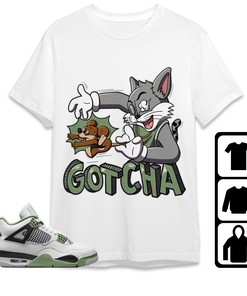 Jordan 4 Seafoam Oil Green Unisex T-Shirt, Sweatshirt, Hoodie, Gotcha Cat And Mouse, Shirt To Match Sneaker