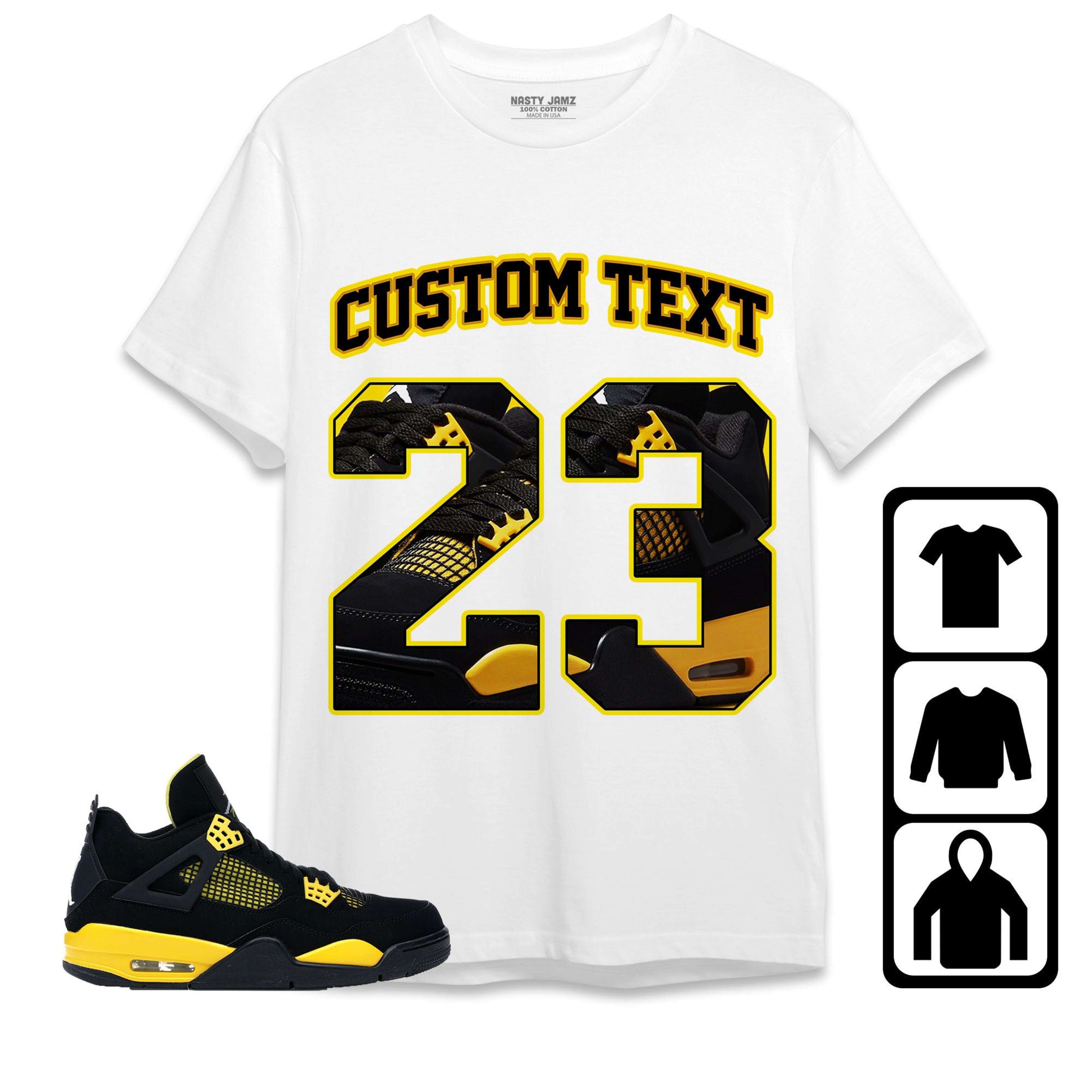 Jordan 4 Thunder Unisex Shirt Number 23 CM4 Custom Text, Shirt To Match Sneaker