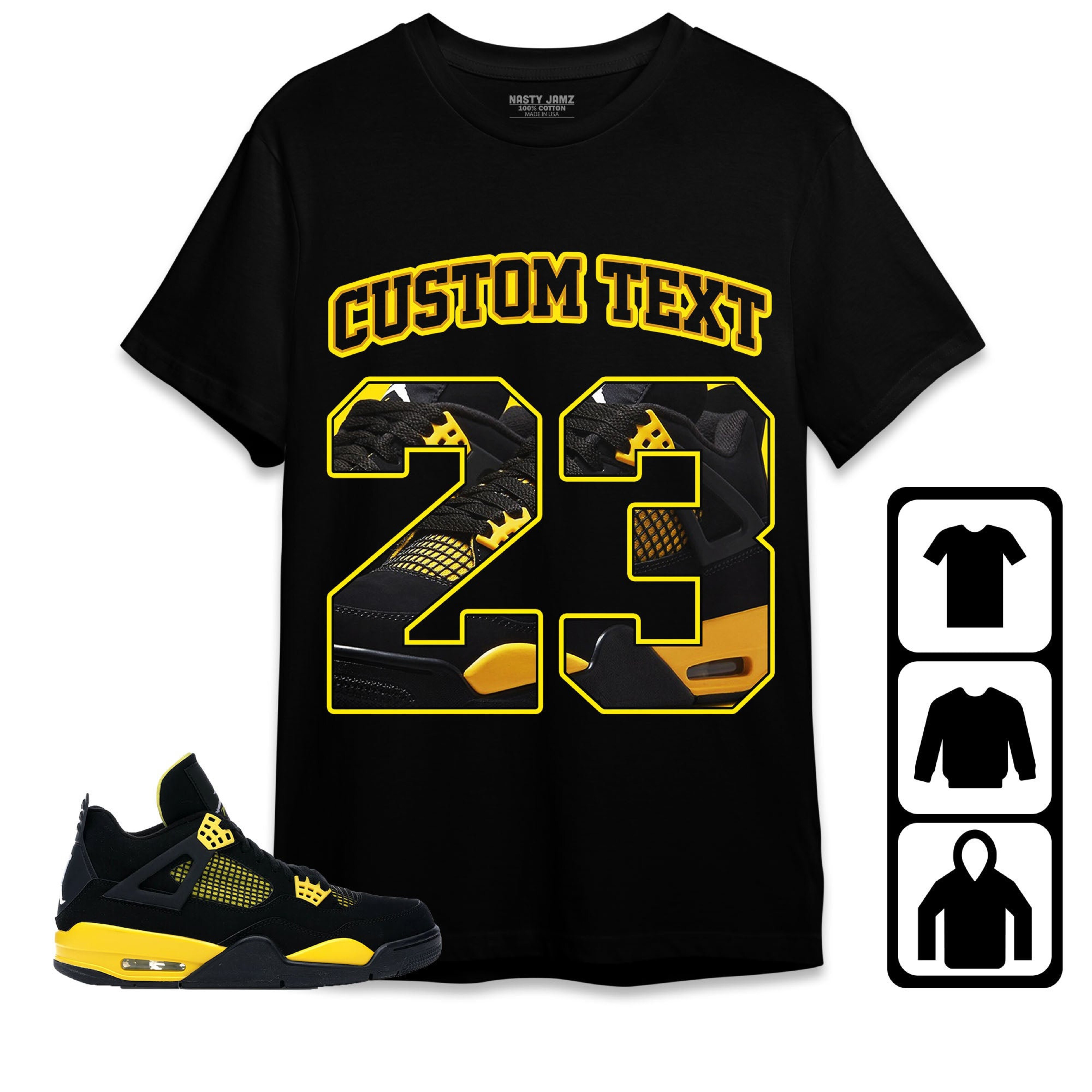 Jordan 4 Thunder Unisex Shirt Number 23 CM4 Custom Text, Shirt To Match Sneaker