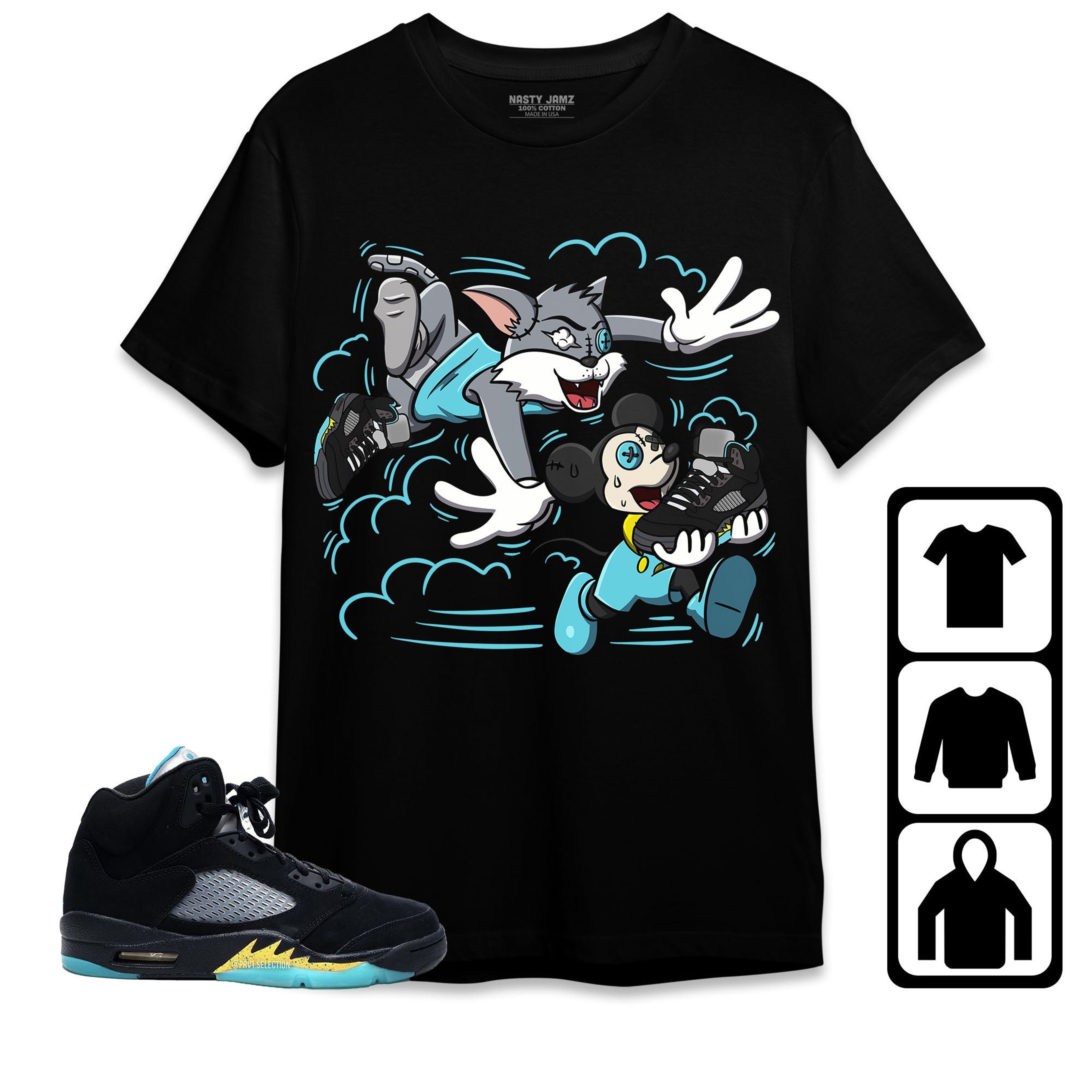 Jordan 5 Aqua Unisex Shirt Cat And Mouse Chasing, Shirt To Match Sneaker