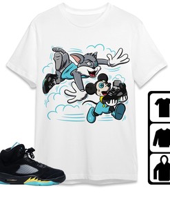 Jordan 5 Aqua Unisex Shirt Cat And Mouse Chasing, Shirt To Match Sneaker