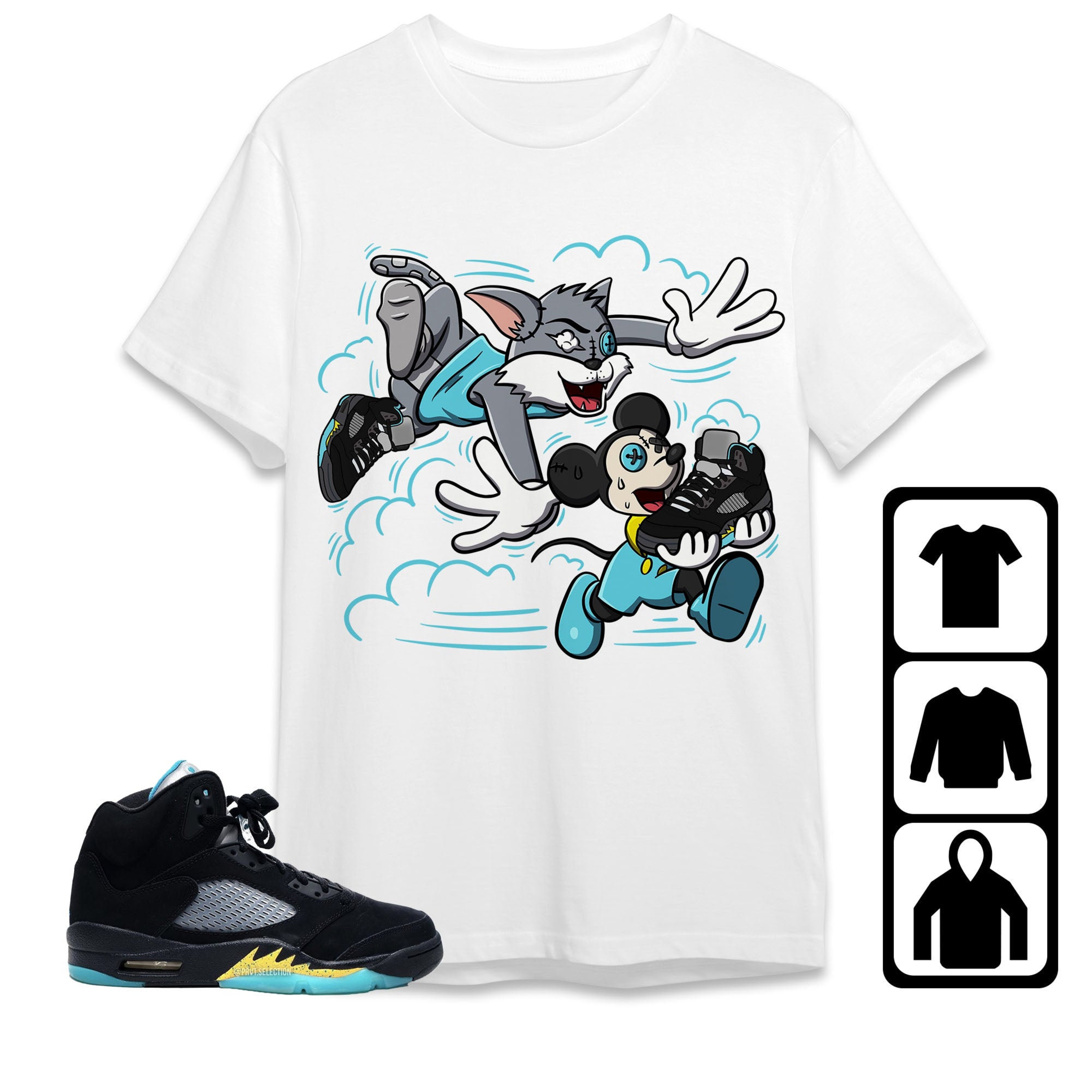 Jordan 5 Aqua Unisex Shirt Cat And Mouse Chasing, Shirt To Match Sneaker