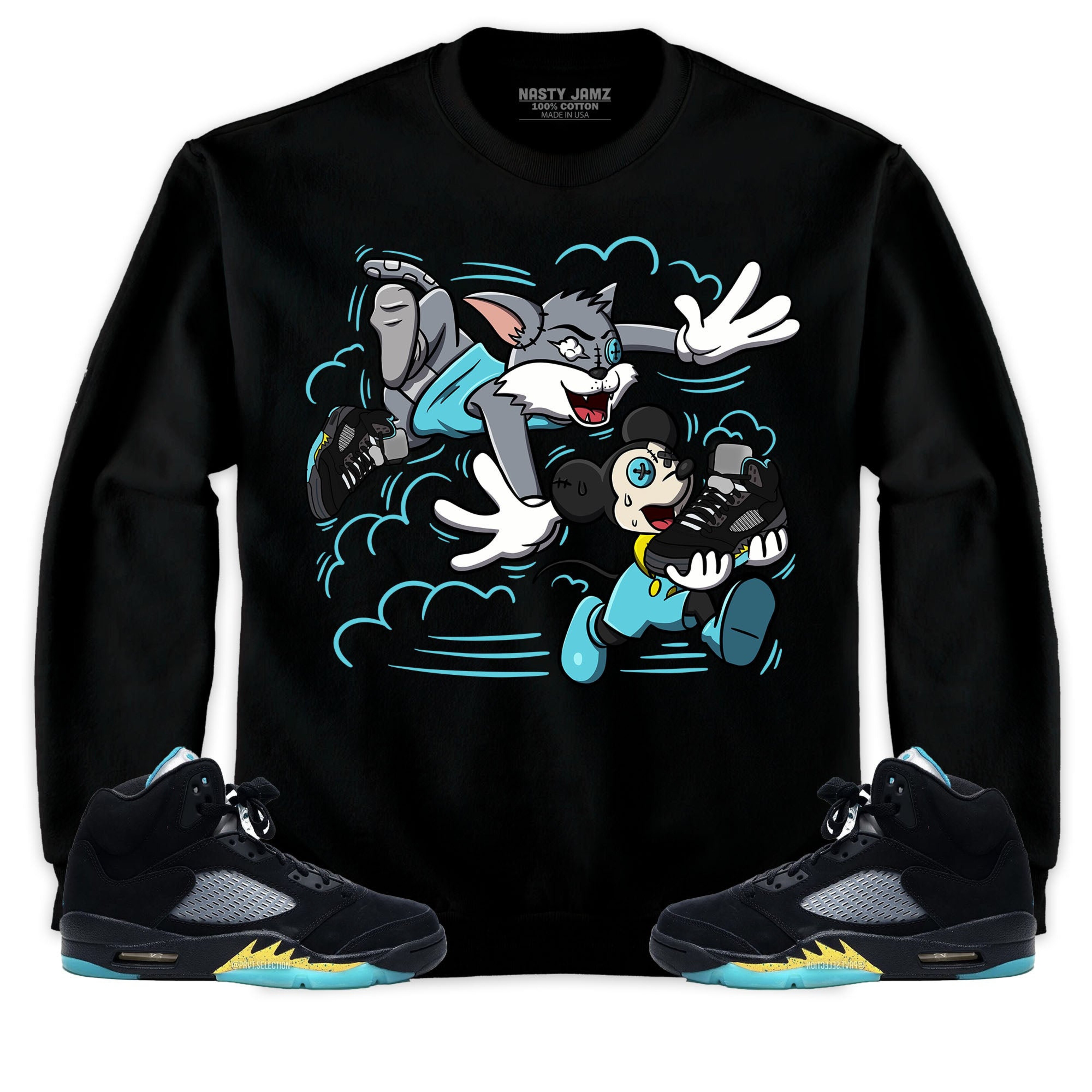 Jordan 5 Aqua Unisex Shirt Cat And Mouse Chasing, Shirt To Match Sneaker