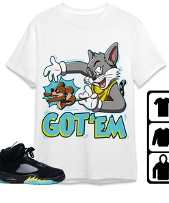 Jordan 5 Aqua Unisex Shirt Got Em Cat And Mouse, Shirt To Match Sneaker