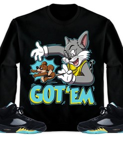 Jordan 5 Aqua Unisex Shirt Got Em Cat And Mouse, Shirt To Match Sneaker