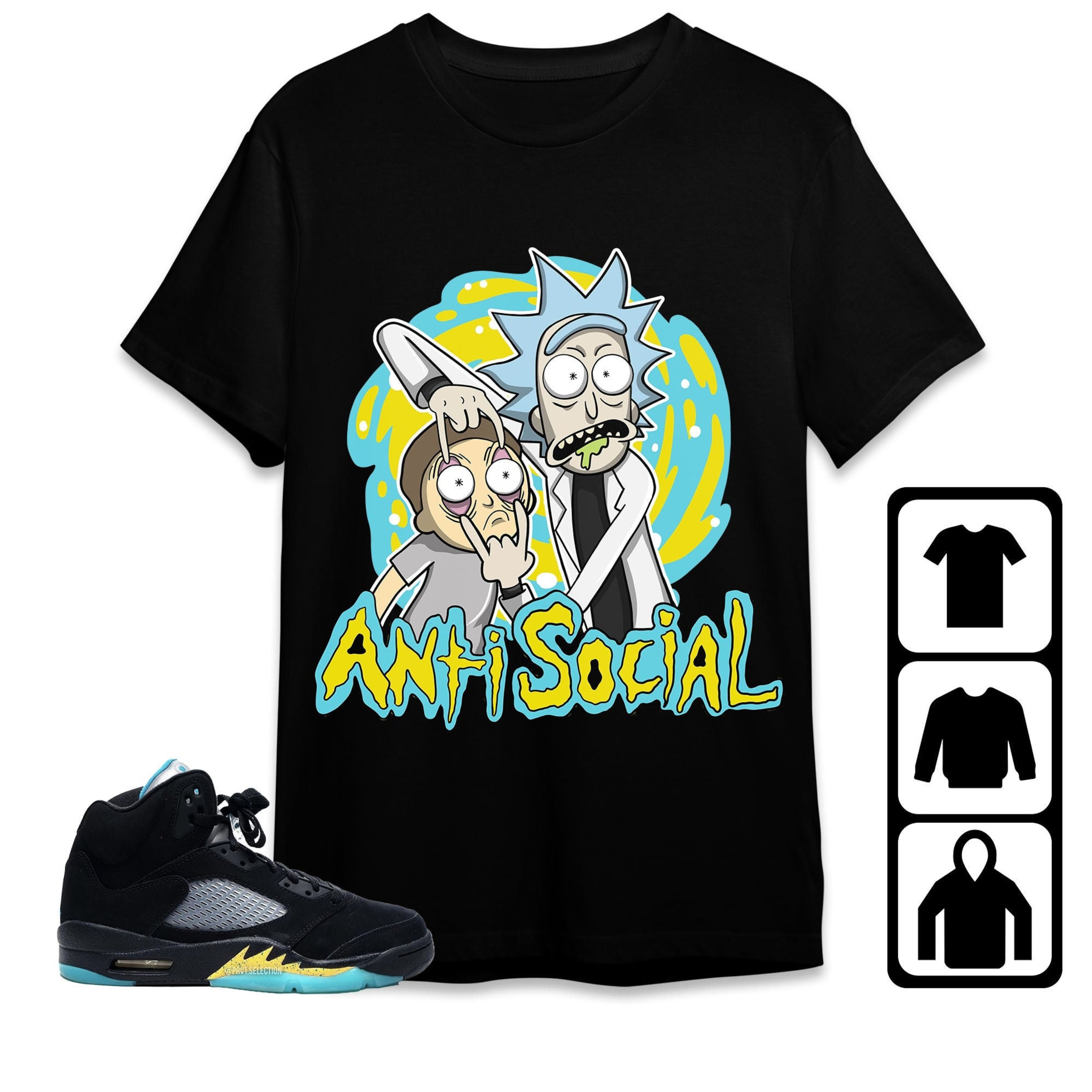 Jordan 5 Aqua Unisex Shirt Rick Anti Social, Shirt To Match Sneaker