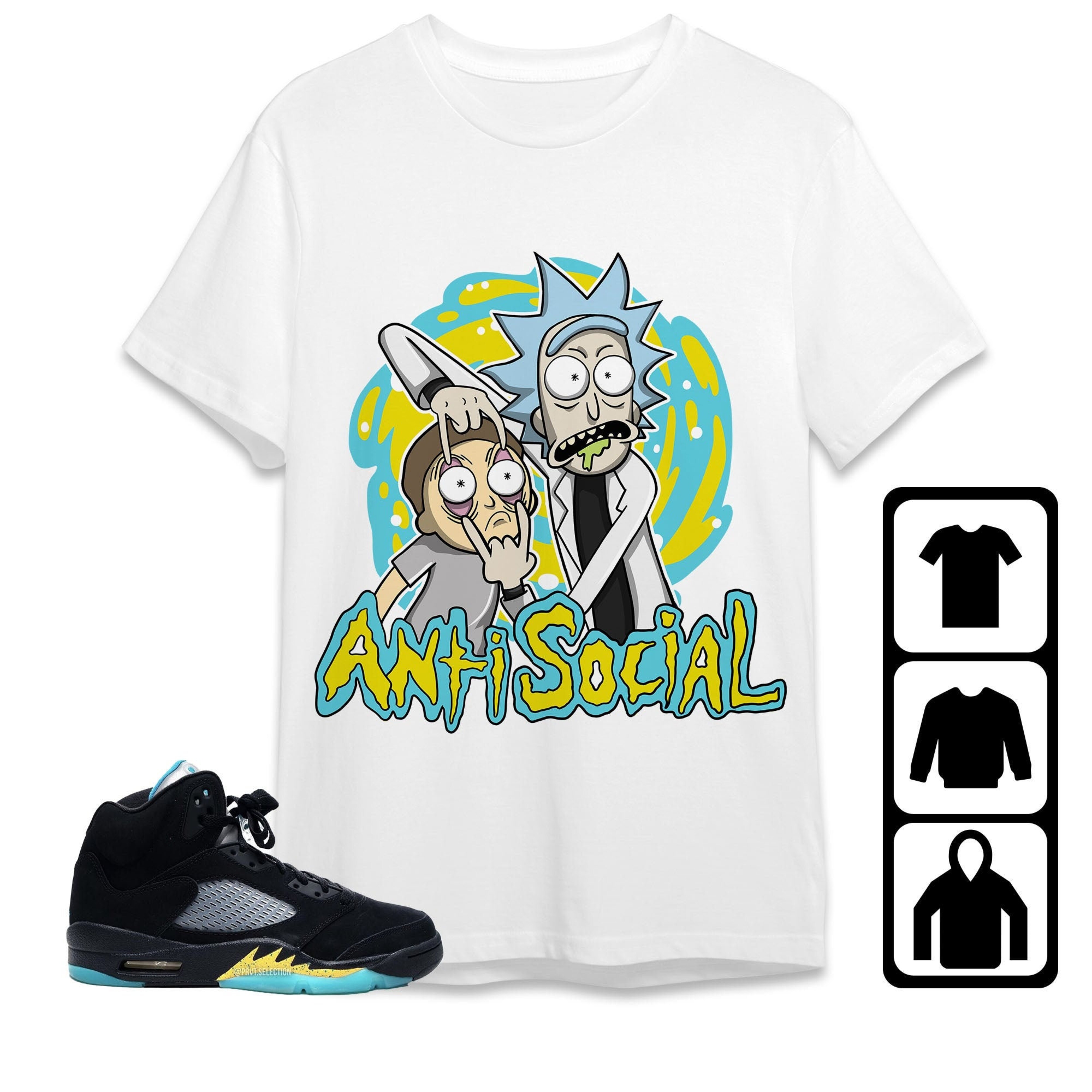 Jordan 5 Aqua Unisex Shirt Rick Anti Social, Shirt To Match Sneaker