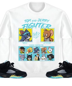 Jordan 5 Aqua Unisex Sweatshirt, Hoodie, Cat And Mouse Fighter, Shirt To Match Sneaker