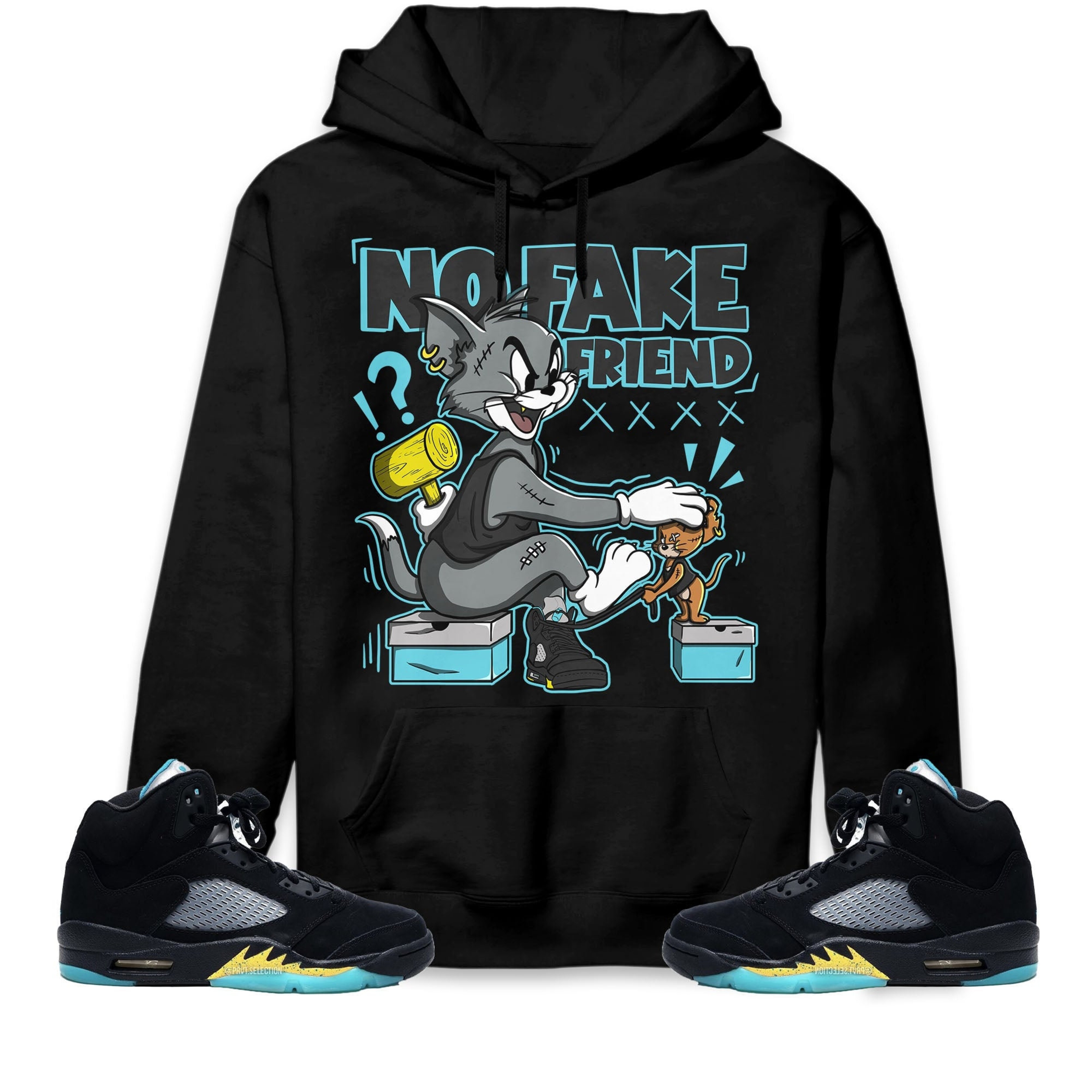 Jordan 5 Aqua Unisex Sweatshirt, Hoodie Fake Friend Cat And Mouse, Shirt To Match Sneaker