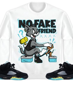 Jordan 5 Aqua Unisex Sweatshirt, Hoodie Fake Friend Cat And Mouse, Shirt To Match Sneaker