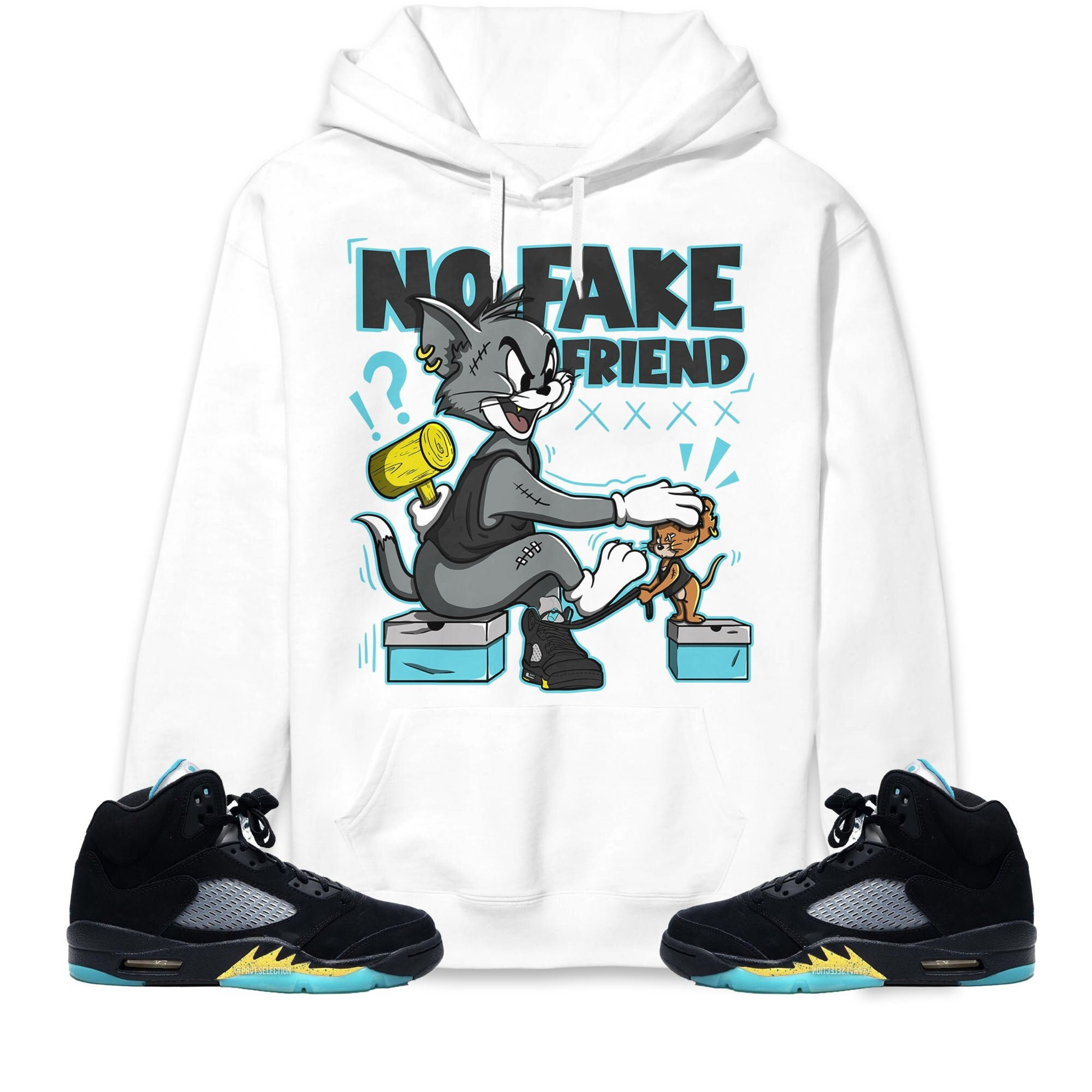 Jordan 5 Aqua Unisex Sweatshirt, Hoodie Fake Friend Cat And Mouse, Shirt To Match Sneaker
