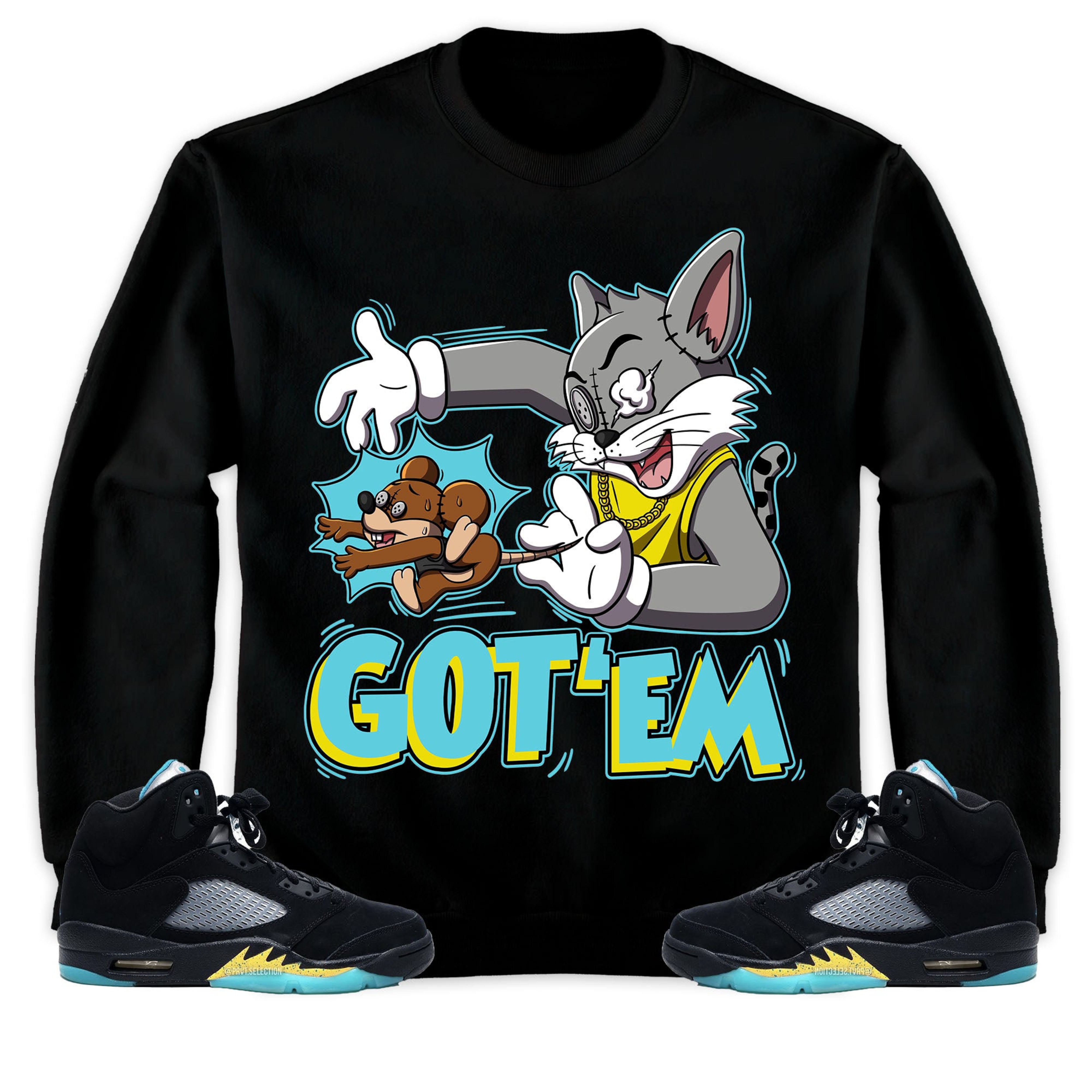 Jordan 5 Aqua Unisex Sweatshirt, Hoodie Got Em Cat And Mouse, Shirt To Match Sneaker