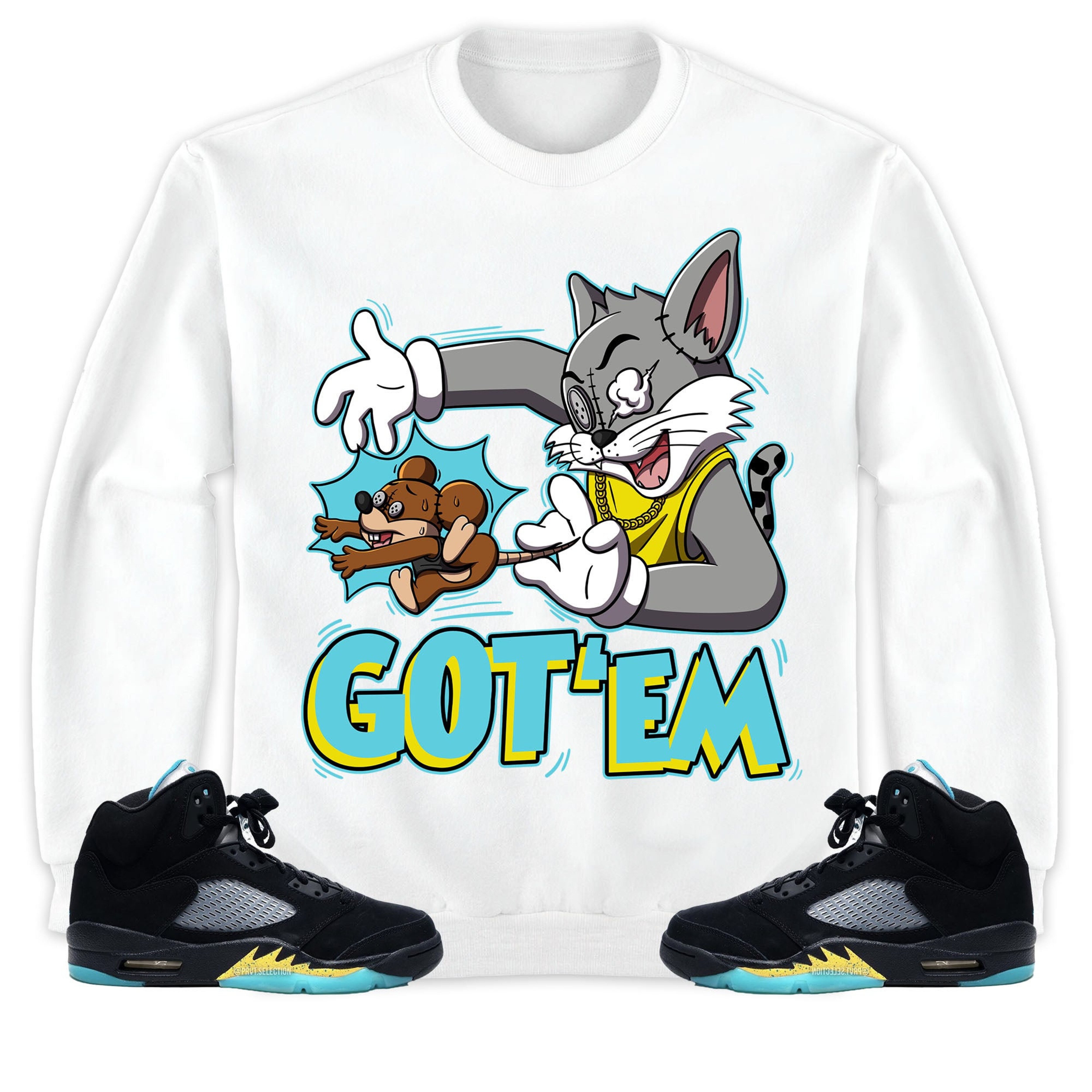 Jordan 5 Aqua Unisex Sweatshirt, Hoodie Got Em Cat And Mouse, Shirt To Match Sneaker