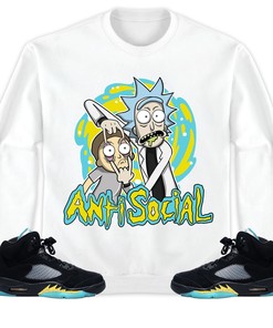 Jordan 5 Aqua Unisex Sweatshirt, Hoodie Rick Anti Social, Shirt To Match Sneaker