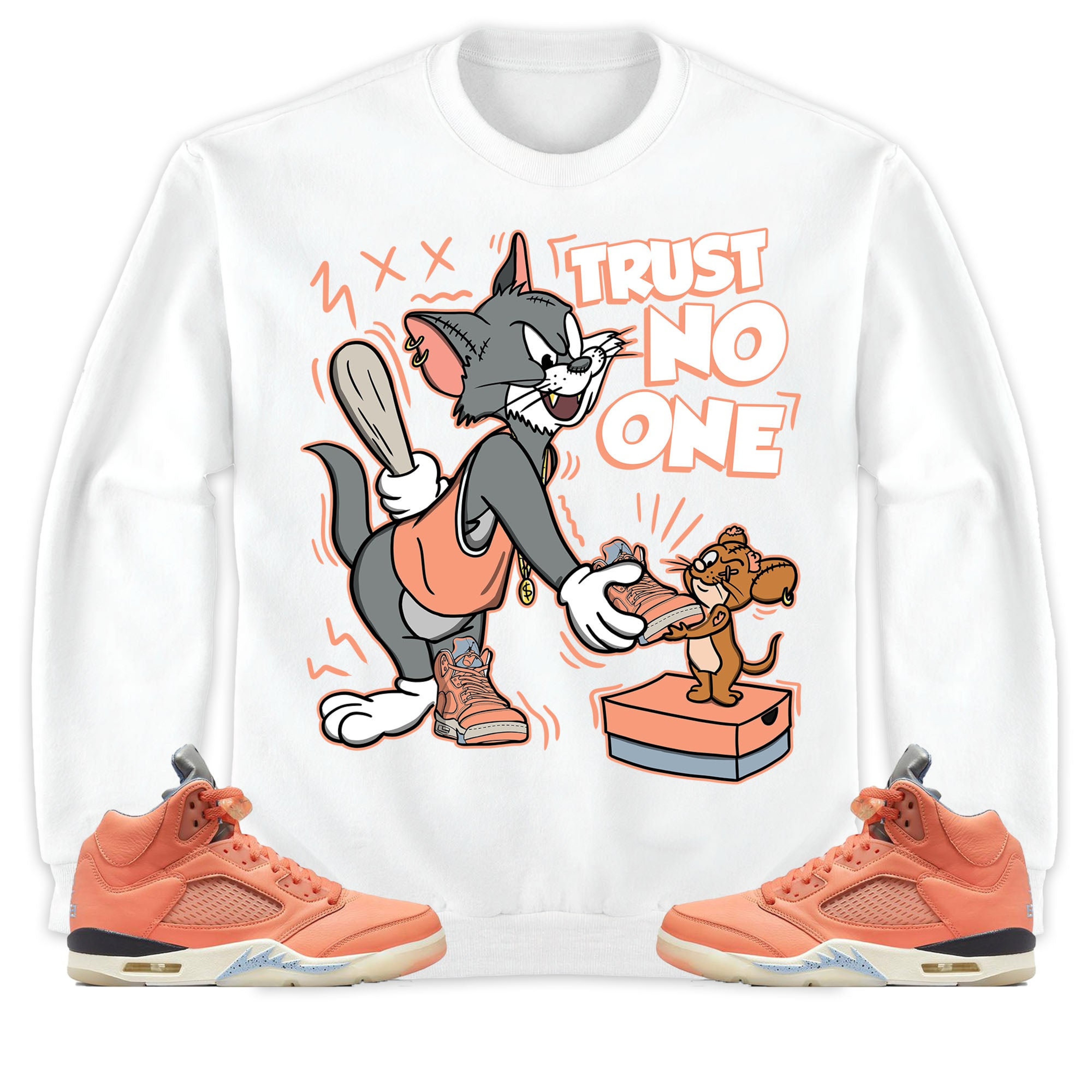 Jordan 5 DJ Khaled Crimson Bliss Unisex Sweatshirt, Hoodie Trust No One Cat And Mouse, Shirt To Match Sneaker