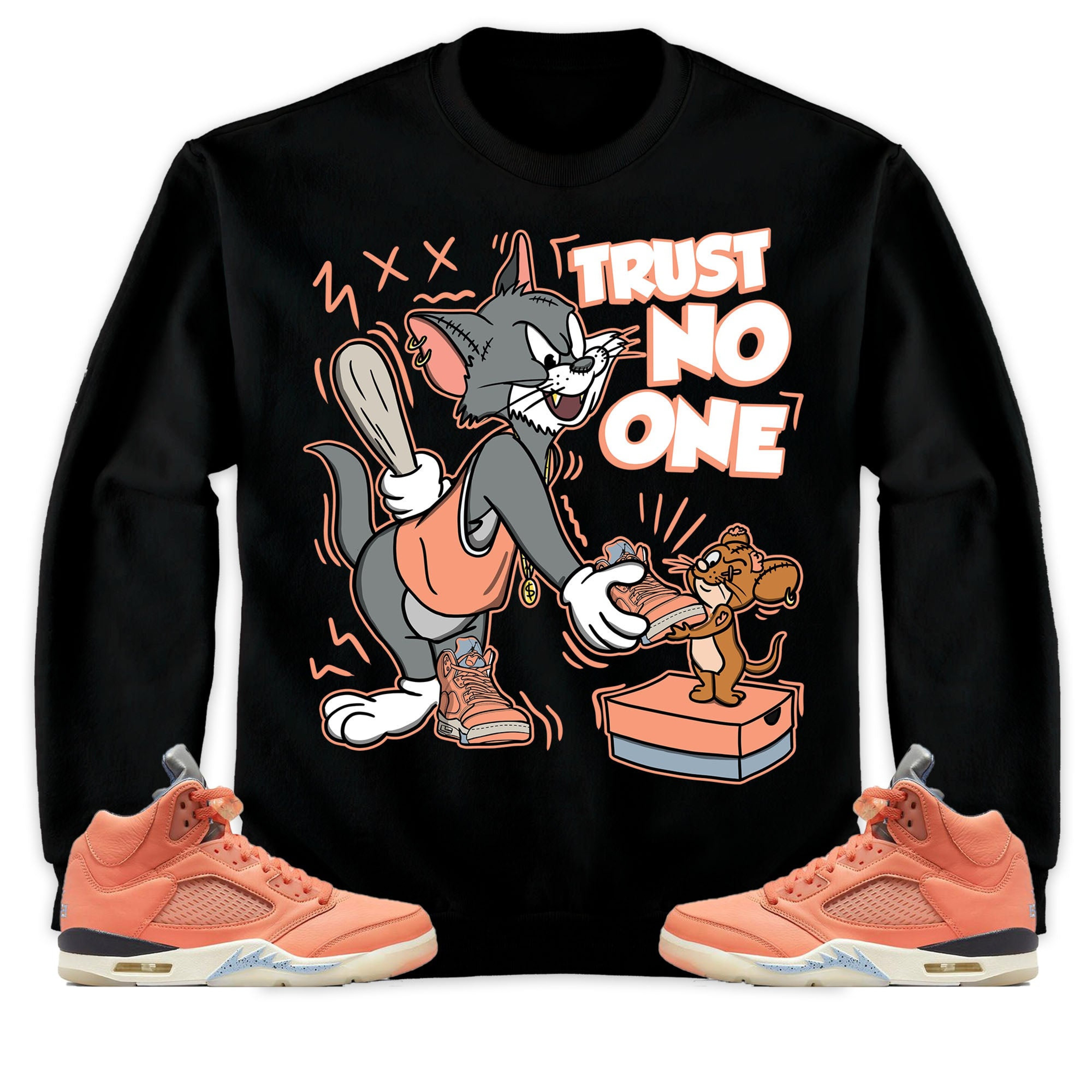 Jordan 5 DJ Khaled Crimson Bliss Unisex Sweatshirt, Hoodie Trust No One Cat And Mouse, Shirt To Match Sneaker