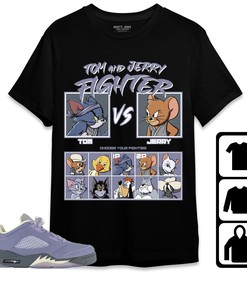 Jordan 5 Low Indigo Haze Unisex Shirt, Hoodie, Sweatshirt Cat And Mouse Fighter, Shirt To Match Sneaker