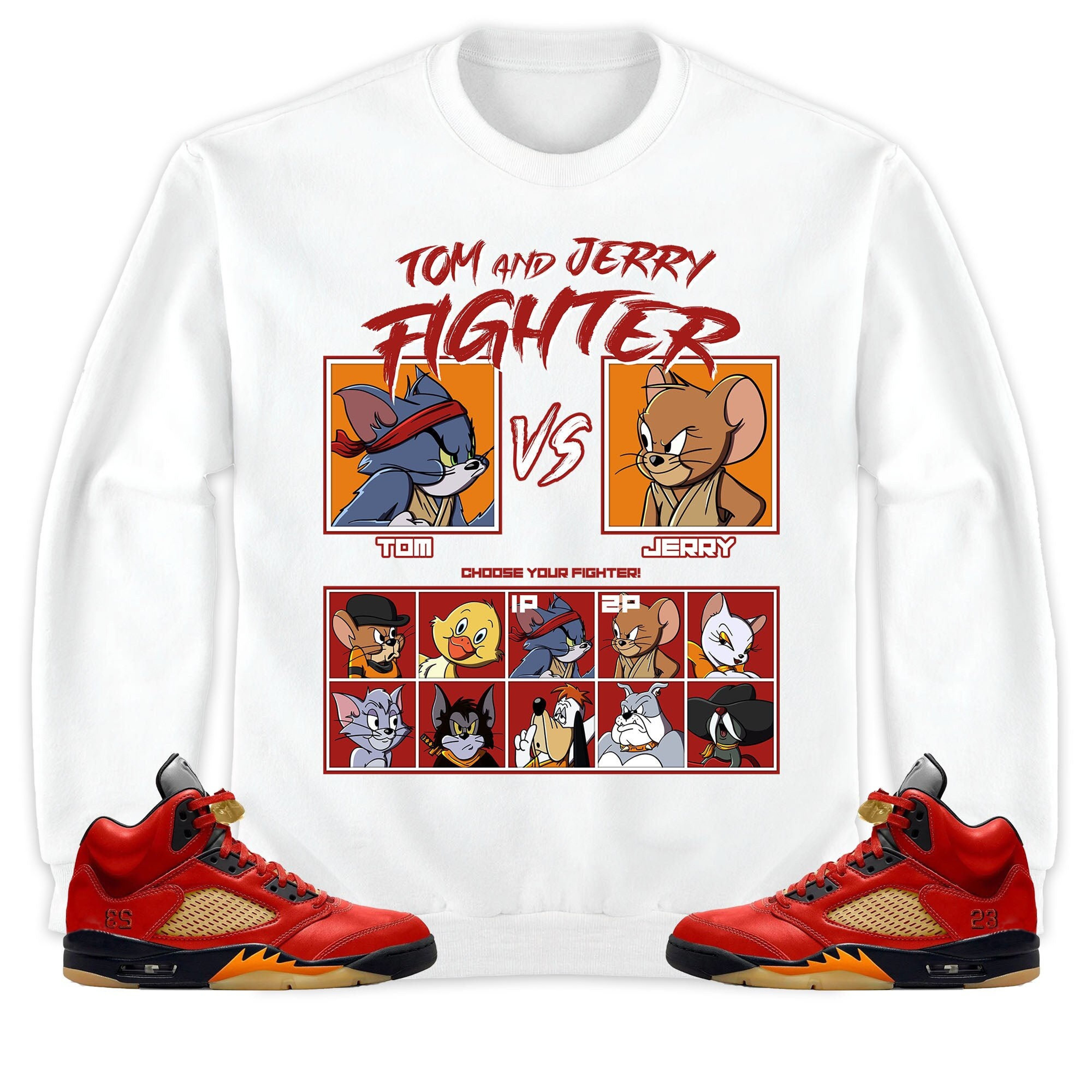 Jordan 5 Mars For Her Unisex Sweatshirt, Hoodie, Cat And Mouse Fighter, Shirt To Match Sneaker