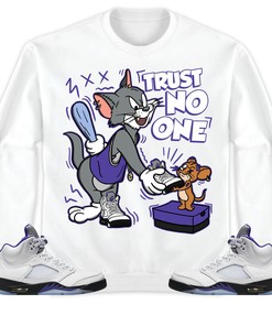 Jordan 5 Retro Concord Unisex Sweatshirt, Hoodie Trust No One Cat And Mouse, Shirt To Match Sneaker