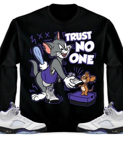 Jordan 5 Retro Concord Unisex Sweatshirt, Hoodie Trust No One Cat And Mouse, Shirt To Match Sneaker