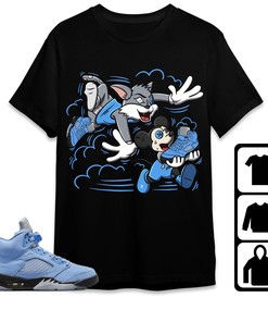 Jordan 5 University Blue Unisex Shirt Cat And Mouse Chasing, Shirt To Match Sneaker