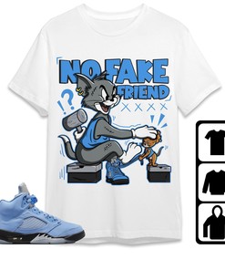 Jordan 5 University Blue Unisex Shirt Fake Friend Cat And Mouse, Shirt To Match Sneaker